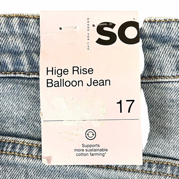 SO Goods For Life High Rise Balloon Jeans Size 17 Light Blue Denim NWT - Picture 4 of 14